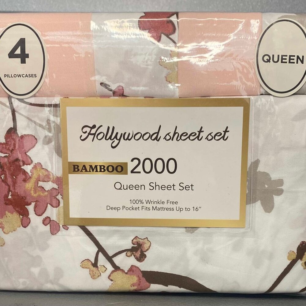 6 piece Hollywood Sheets Bamboo 2000 Queen Size Sheet Set